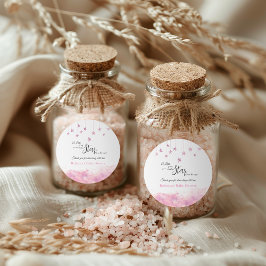 Adesivo Redondo Twinkle Twinkle Little Star Pink Girl Baby Shower