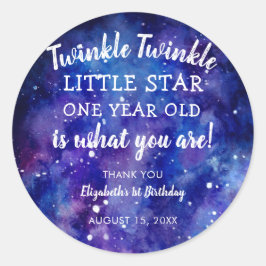 Adesivo Redondo Twinkle Twinkle Little Star primeiro aniversario O