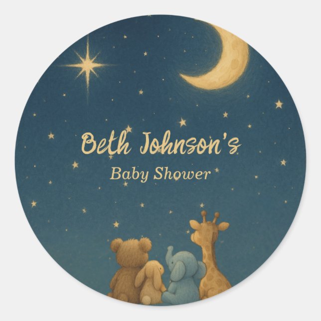 Adesivo Redondo Twinkle Twinkle - Pequena Chá de fraldas de Estrel (Frente)