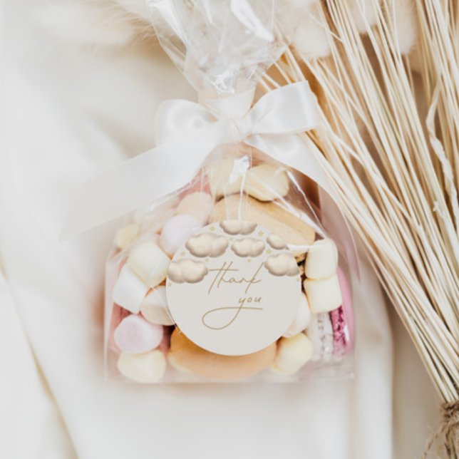 Adesivo Redondo Twinkle Twinkle Pequena Estrelinha Ivory Obrigado (Criador carregado)