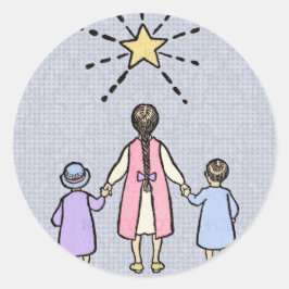 Adesivo Redondo Twinkle Twinkle Pequena Viagem de Estrelas Rhyme