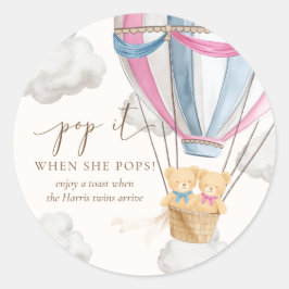 Adesivo Redondo Twins Bearly Wait Teddy Bear Pop It When She Pops