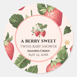 Adesivo Redondo TWINS Berry Sweet Strawberry Chá de fraldas
