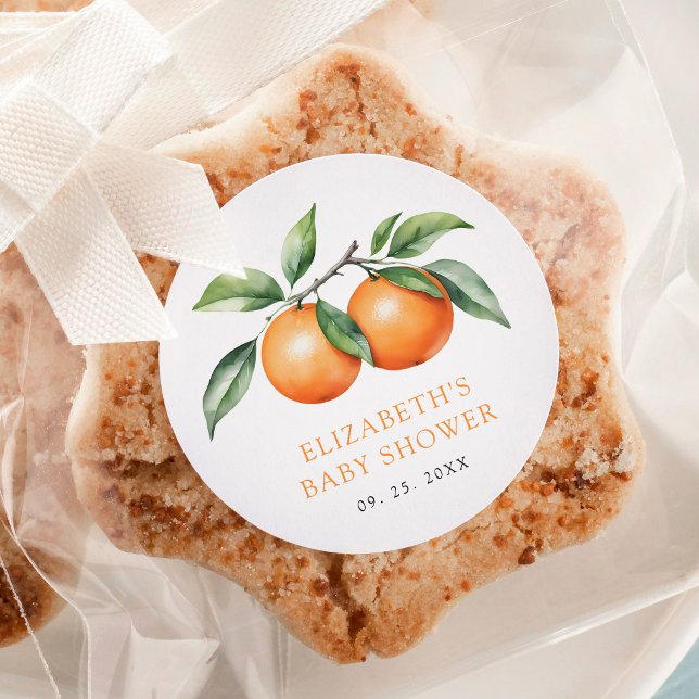 Adesivo Redondo Twins - Chá de fraldas Laranja (Criador carregado)