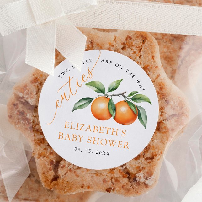 Adesivo Redondo Twins - Chá de fraldas Laranja (Criador carregado)