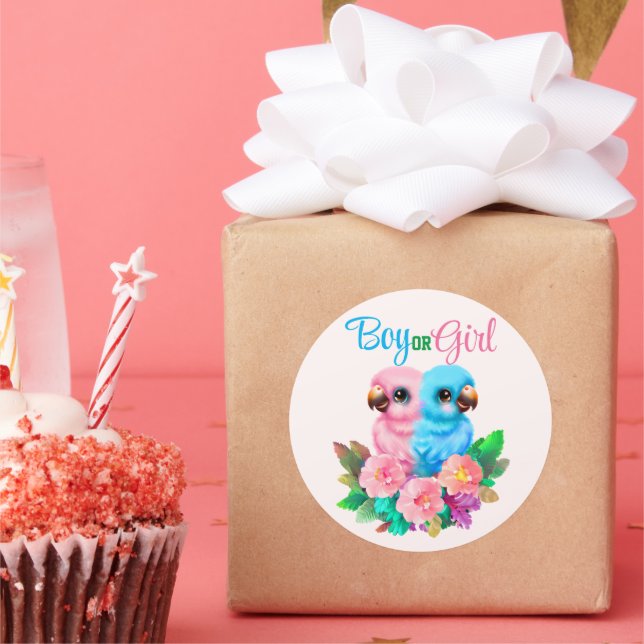 Adesivo Redondo Twins de Papagaio Bebês (Festa)