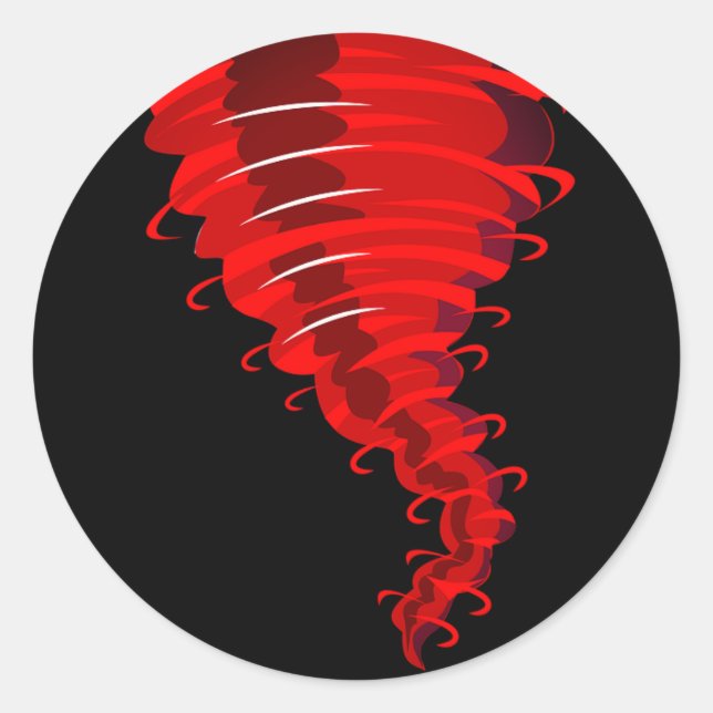 Adesivo Redondo Twister Vermelho Bravo Tornado Stickers (Frente)