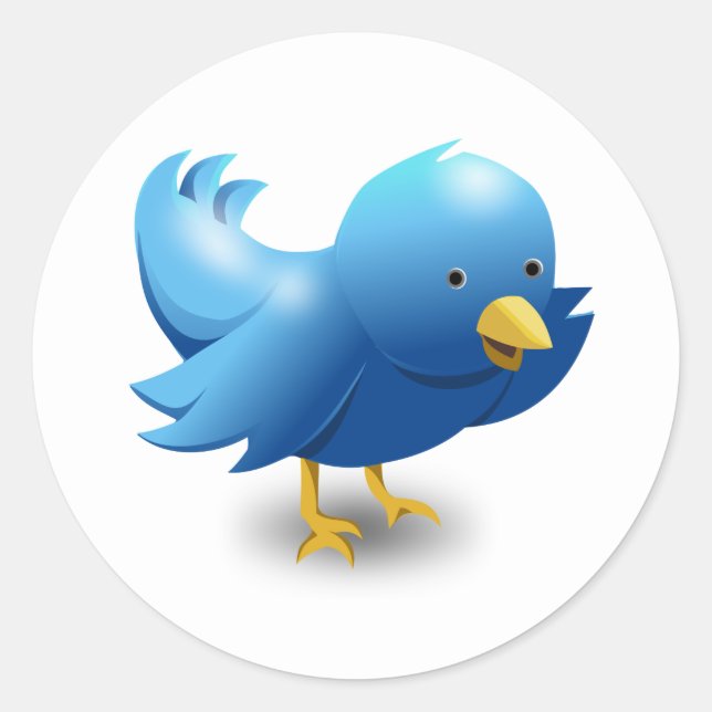 Adesivo Redondo Twitter BIRD logotipo (Frente)