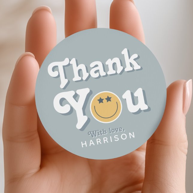 Adesivo Redondo Two Cool Dude Blue Boys Smile Birthday Favor (Criador carregado)