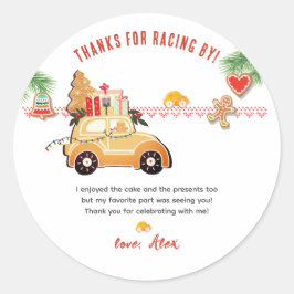 Adesivo Redondo Two Fast Christmas Gingerbread Car 2nd Birthday