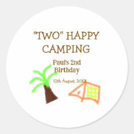 Adesivo Redondo Two happy camping 2nd birthday tree camp kids