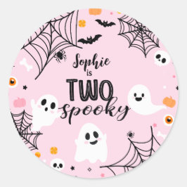 Adesivo Redondo Two Spooky Pink Halloween Ghost