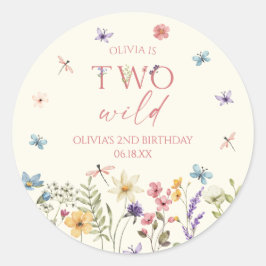 Adesivo Redondo Two Wild Wildflower Wild Flower 2nd Birthday Party