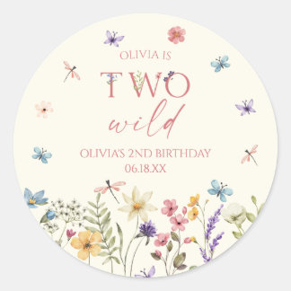 Adesivo Redondo Two Wild Wildflower Wild Flower 2nd Birthday Party