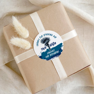 Adesivo Redondo Twonado Redemoinho Tornado Azul Grunge Aniversário