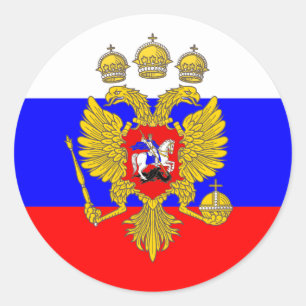 Adesivo Redondo Tzar de Muscovia, bandeira de Rússia