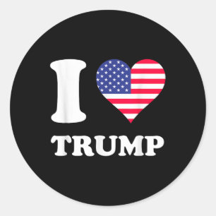 Adesivo Redondo U.A. Flags Heart I Love Trump