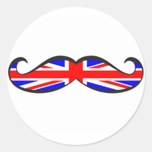 Adesivo Redondo U.K. Bigode da bandeira