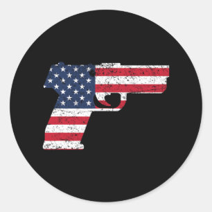 Adesivo Redondo U Pistola Americana Bandeira 4 De Julho