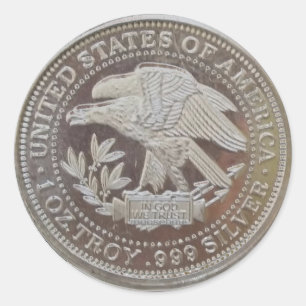 Adesivo Redondo U.S.A. .999 Onça redonda de prata