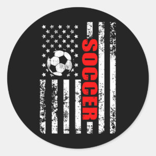 Adesivo Redondo U.S. Flag Soccer Patriótico Mulheres Gir