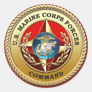 Adesivo Redondo U.S. O Corpo do Marines força o comando