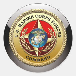 Adesivo Redondo U.S. O Corpo do Marines força o comando