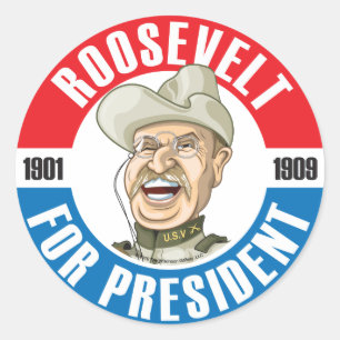 Adesivo Redondo U.S. Presidentes Campanha Etiqueta: #26 Roosevelt