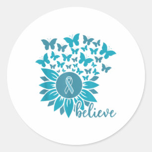 Adesivo Redondo Ual Ault Awarness Month Acredita em Sunflower Teal