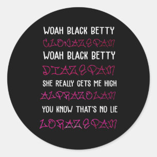 Adesivo Redondo Uau Black Betty Clonazepam Uau Black Betty Diazepa