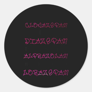 Adesivo Redondo Uau Black Betty Clonazepam Uau Black Betty Diazepa