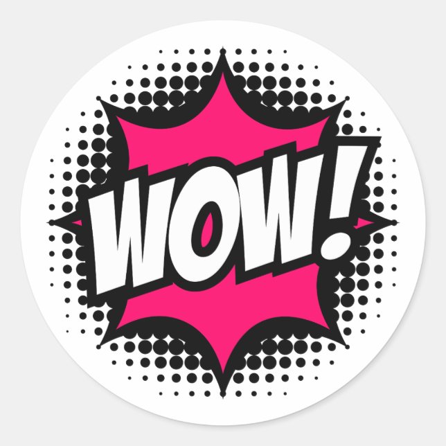 Adesivo Redondo UAU! Estilo de livro em banda desenhada (Frente)