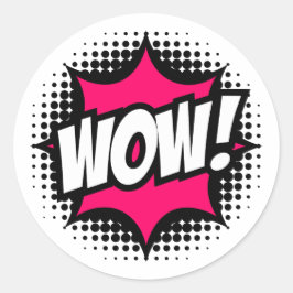 Adesivo Redondo UAU! Estilo de livro em banda desenhada