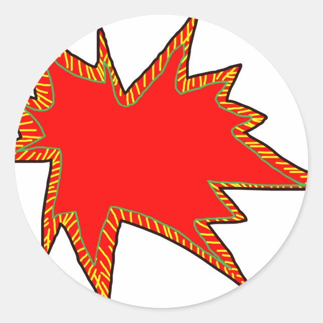 Adesivo Redondo Uau Pop Pow Comic Art Super Heroes Palavra (Frente)