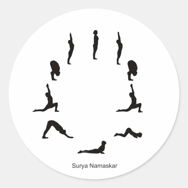 Adesivo Redondo Über Aufkleber – Surya Namaskara (Frente)