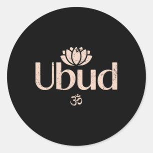 Adesivo Redondo Ubud Li Om Espiritual Lótus Viagem Meditação Ioga