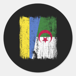 Adesivo Redondo Ucrânia Argélia Meia Bandeira Ucraniana Herança Ar