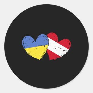 Adesivo Redondo Ucrânia Áustria Coração Bandeira Ucraniana Herança