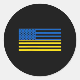 Adesivo Redondo Ucrânia Bandeira EUA Cidadão Americano Ucraniano B