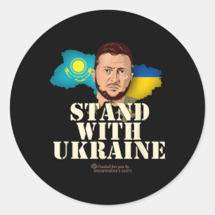 Adesivo Redondo Ucrânia Cazaquistão Volodymyr Zelensky Apoie U