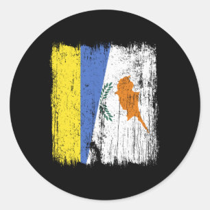 Adesivo Redondo Ucrânia Chipre Meia Bandeira Ucraniano Herança Cip