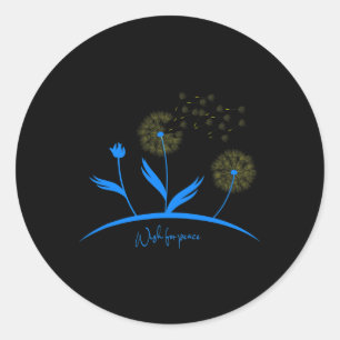 Adesivo Redondo Ucrânia Dandelion Desejo Por Paz Bandeira Ucranian