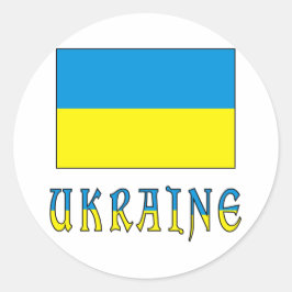 Adesivo Redondo Ucrânia e Bandeira Ucraniana