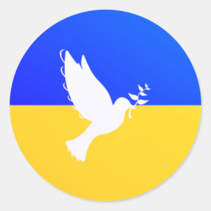Adesivo Redondo Ucrânia Flag Peace Dove Sticker - Freedom - Peace