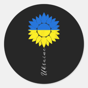 Adesivo Redondo Ucrânia Girassol Bandeira Ucraniana Eu Apoio A Ucr