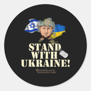 Adesivo Redondo Ucrânia Israel Volodymyr Zelenskyy Fique Com Ucrân