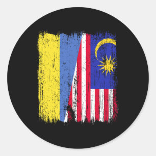 Adesivo Redondo Ucrânia Malásia Meia Bandeira Ucraniana Herança Ma