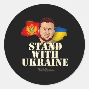 Adesivo Redondo Ucrânia Montenegro Volodymyr Zelensky Fica Com U