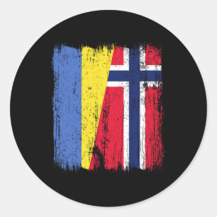 Adesivo Redondo Ucrânia Noruega Meia Bandeira Ucraniano Ascendênci