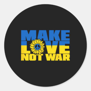 Adesivo Redondo Ucrânia Svg Faça Amor Não Guerra Girassol 